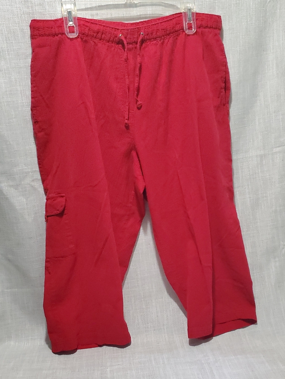 White Stag Womens Red Cargo Drawstring CAPRI Stretch 1X 16W